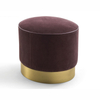 Wholesale Fancy Design Pub Modern Chinese Metal Brass Steel Small Round Low Fabric Velvet Foot Stool Chair