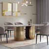 Modern Dining Table Set for Home Furniture Stainless Steel Round Marble Dining Table Set of 6 Chairs