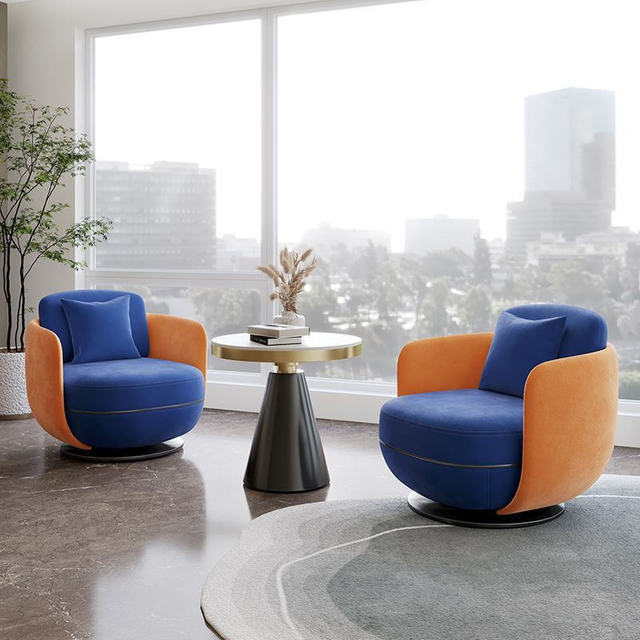 Silla de sal&oacute;n de ocio c&oacute;moda de dise&ntilde;o moderno, sof&aacute; individual de tela, sill&oacute;n con acento, sillas giratorias de terciopelo para sala de estar