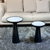 Nordic Wine Design Modern Luxury Living Room Furniture Black Wooden Marble Sintered Stone Top Side Table Small Coffee Table