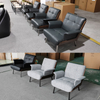 Italian Design Living Room Single Sofa Chair Modern Wooden Leather Leisure Armchair Hotel Apartment Chair Customized