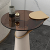 Modern Luxury Creative Glass Coffee Table Living Room Hotel Apartment Stainless Steel Leather Art Negotiation Side Table