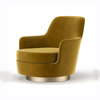 Modern Living Room Furniture Armchair Gold Stainless Steel Accent Chair Velvet Fabric Swivel Leisure Lounge Chair for Home Hotel