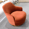 Modern Living Room Furniture Armchair Gold Stainless Steel Accent Chair Velvet Fabric Swivel Leisure Lounge Chair for Home Hotel