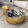 Modern Luxury Design Hotel Coffee Table Set Golden Stainless Steel Frame Marble Round Center Tea Table for Living Room Furniture