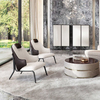 China Manufacturer Oem Custom Modern Style Living Room New Design Armchair Metal Leg Leather Fabric Combination Hotel Chair
