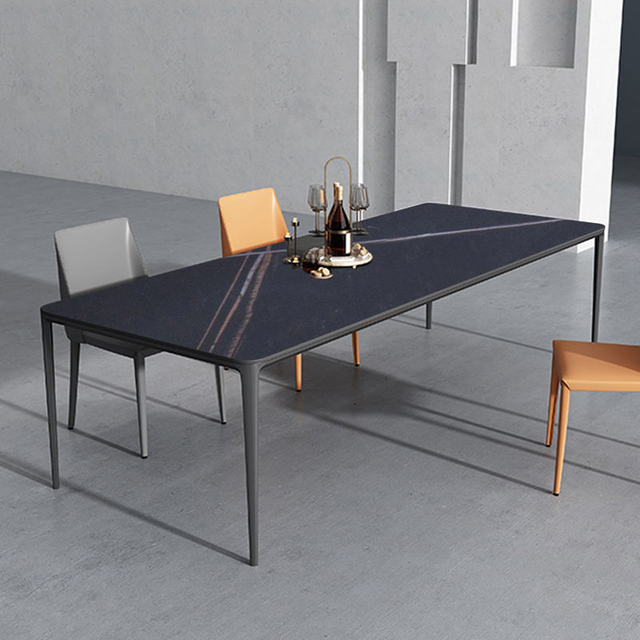 Modern Rectangular Marble Dining Table Aluminum Alloy Leg Detachable Table Design Conference Table