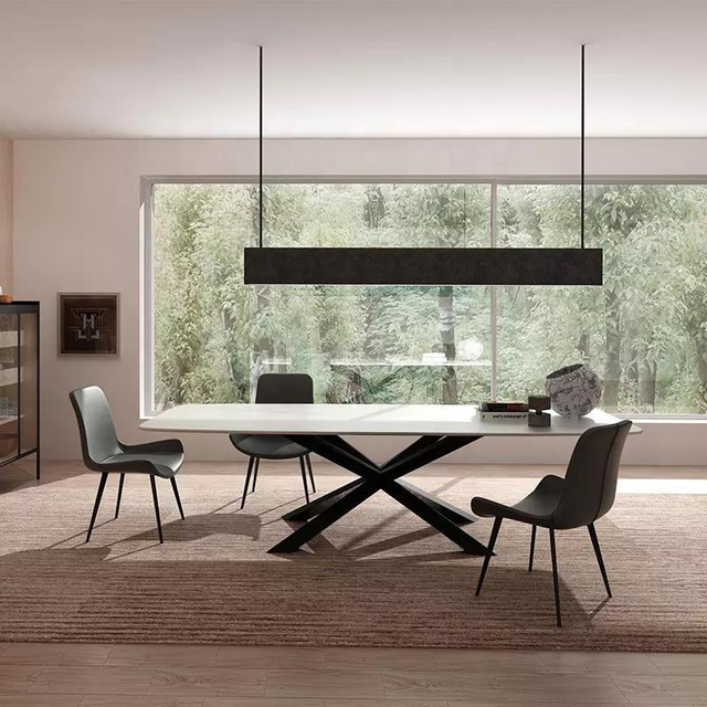 Luxury Nordic Modern Design White Marble Metal Leg Dining Table and Chair Dining Table Set 4 Seater 6 Chairs