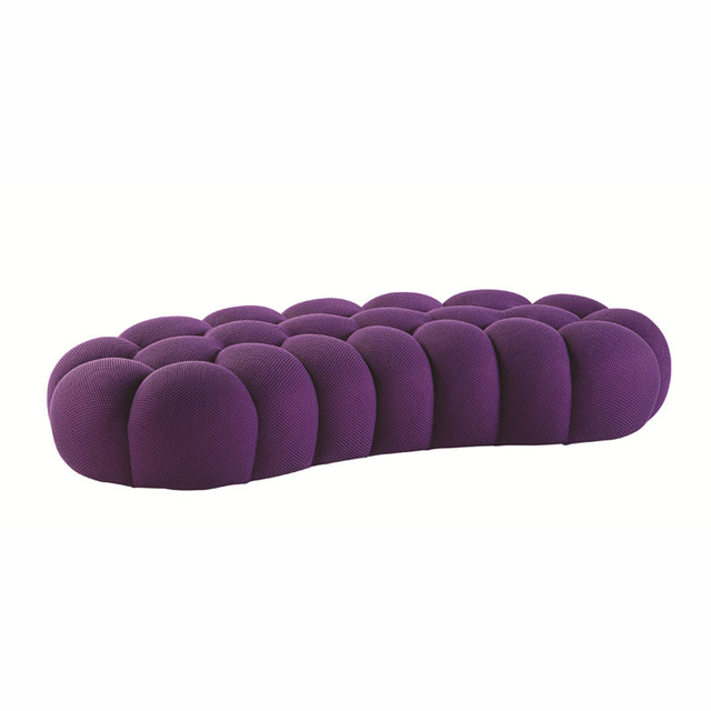 Modern Minimalist Football Creative Design Backless Settee Sofa Luxury Fabric Living Room Lazy Curved Bubble Footstool