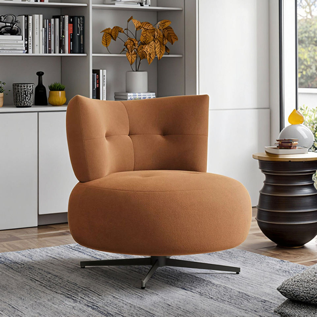 Fauteuil rotatif de salon au Design moderne, chaise longue de loisirs pivotante en tissu de lin confortable pour h&ocirc;tel et appartement